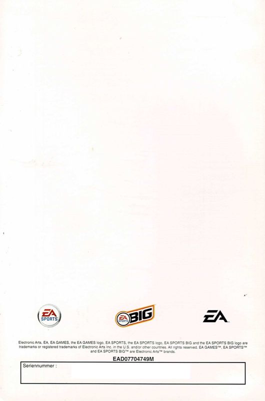 Manual for NHL 06 (Windows) (EA Sports Classics release): Back