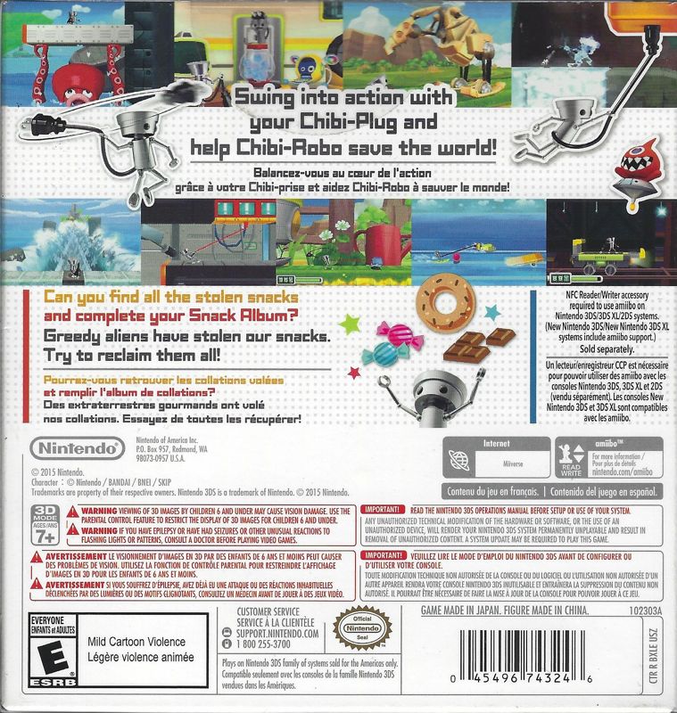 Back Cover for Chibi-Robo! Zip Lash (Amiibo Bundle) (Nintendo 3DS)