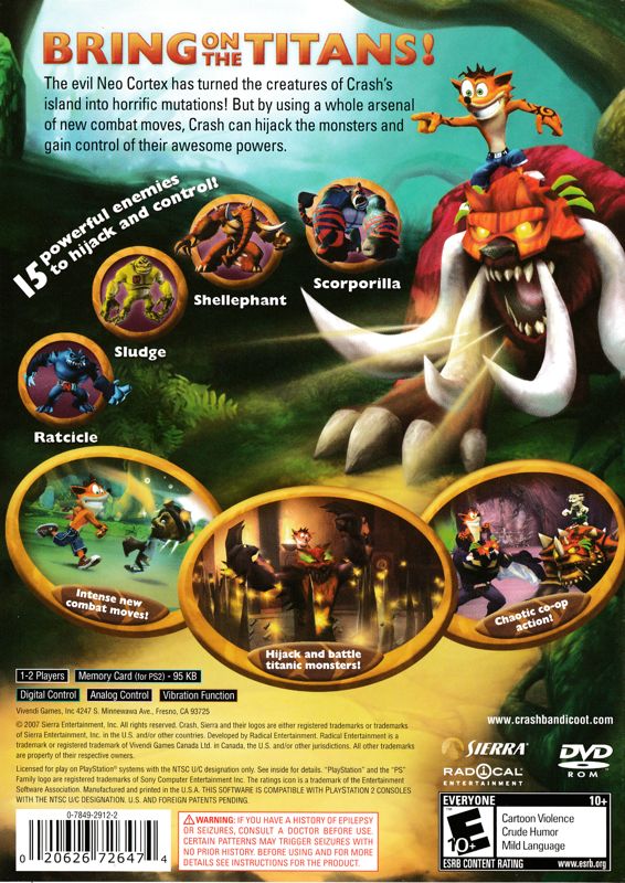 Back Cover for Crash of the Titans (PlayStation 2)