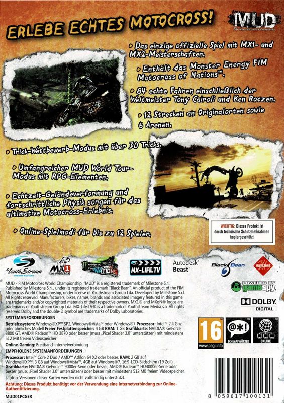 Back Cover for MUD: FIM Motocross World Championship (Windows)