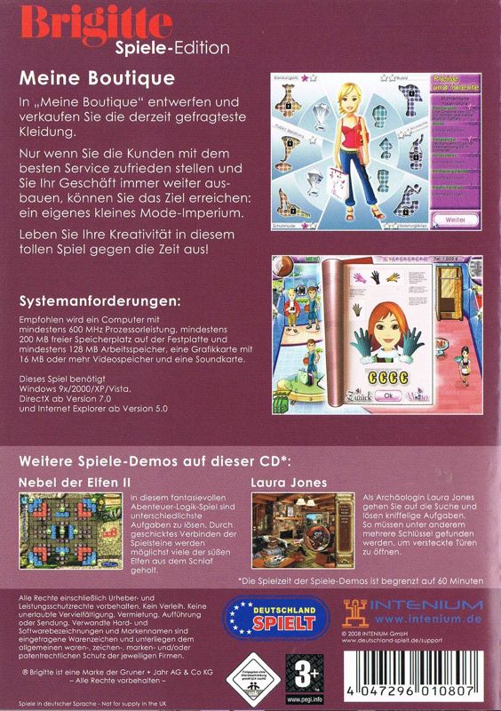 Back Cover for Posh Boutique (Windows) (Brigitte Spiele-Edition release)