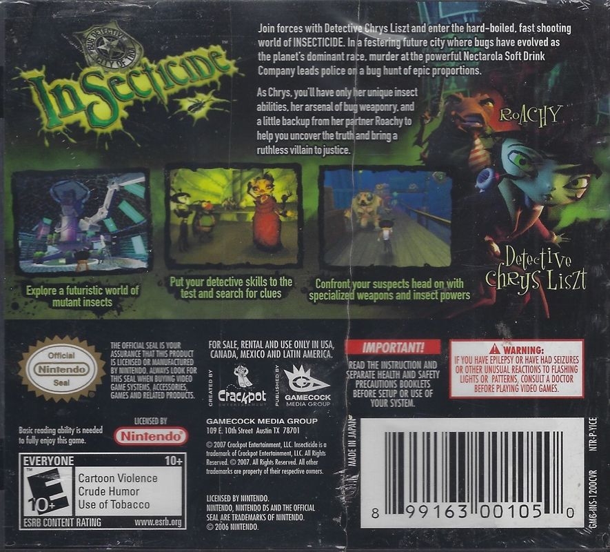 Back Cover for Insecticide (Nintendo DS)