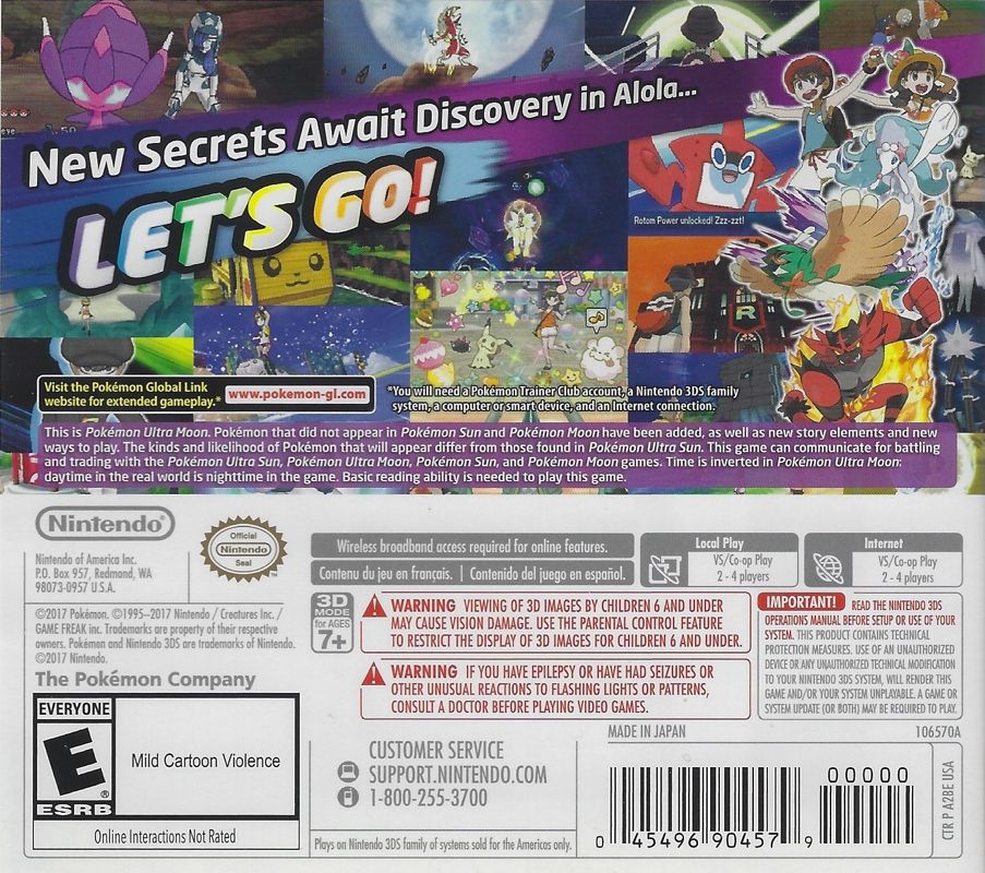 Back Cover for Pokémon Ultra Moon (Nintendo 3DS)