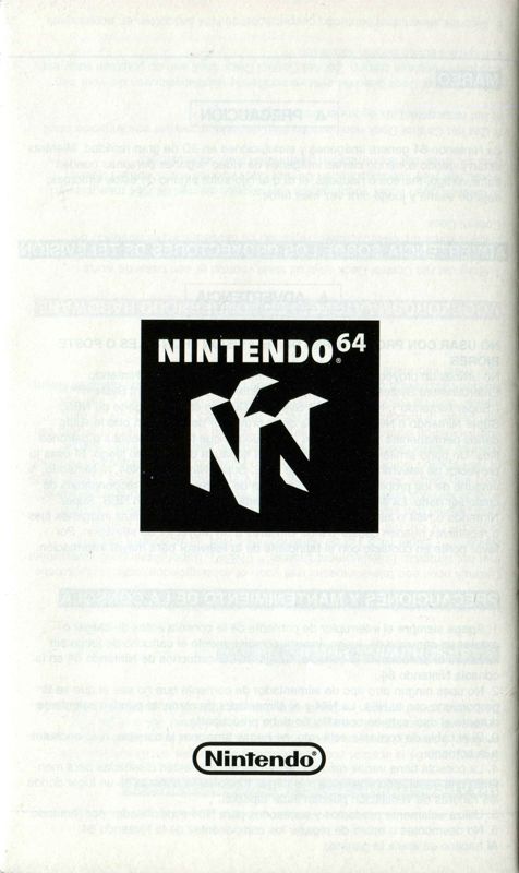 Reference Card for Knife Edge: Nose Gunner (Nintendo 64): Back