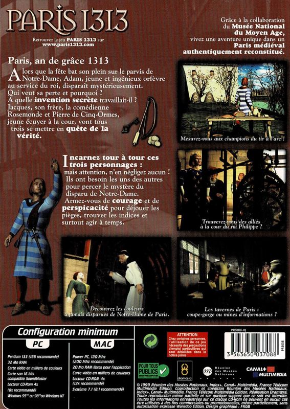 Back Cover for Paris 1313: The Mystery of Notre-Dame Cathedral (Macintosh and Windows)