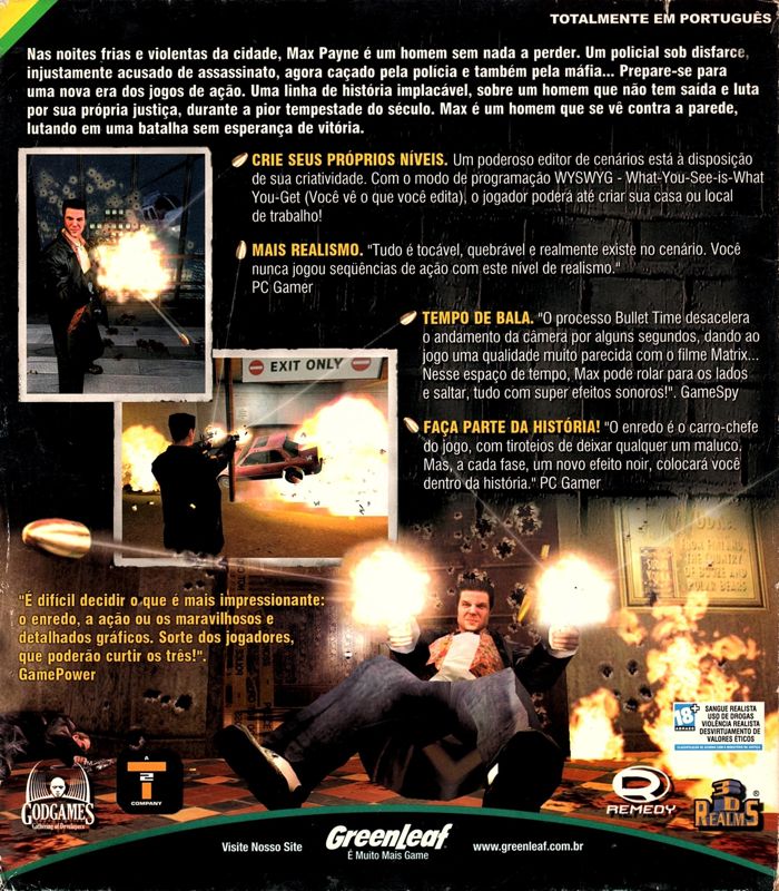 Back Cover for Max Payne (Windows)