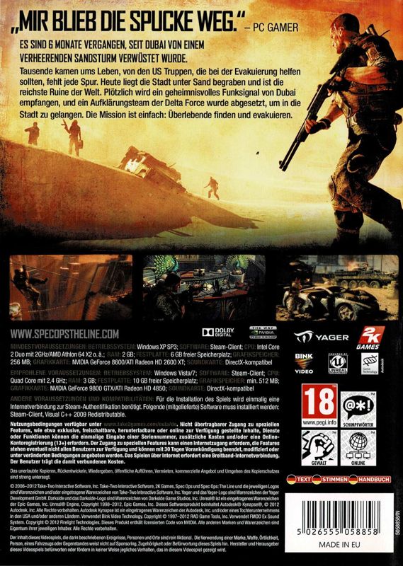 Spec Ops The Line Cover Or Packaging Material Mobygames 6302