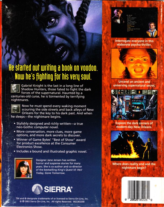 Back Cover for Gabriel Knight: Sins of the Fathers (DOS and Windows 16-bit) (3.5" VGA Version)