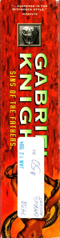 Spine/Sides for Gabriel Knight: Sins of the Fathers (DOS and Windows 16-bit) (3.5" VGA Version): Right