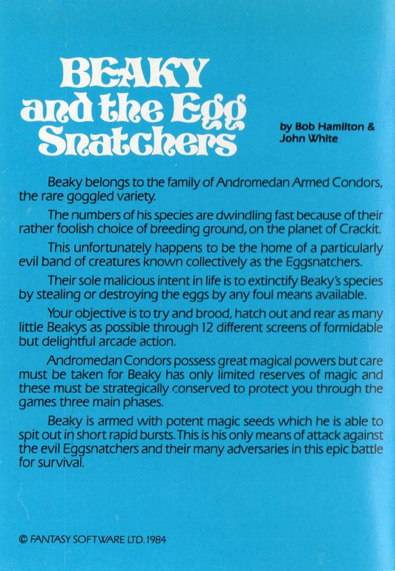 Back Cover for Beaky and the Egg Snatchers (Commodore 64)