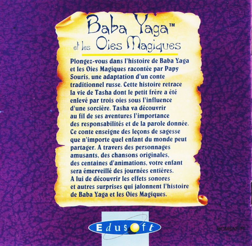 Manual for Magic Tales: Baba Yaga and the Magic Geese (Macintosh and Windows): Back (16-page)