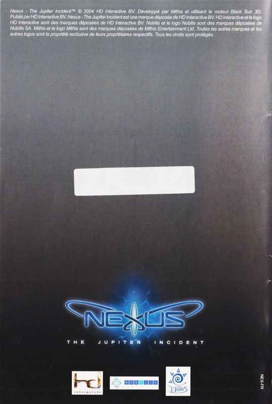 Nexus: The Jupiter Incident cover or packaging material - MobyGames