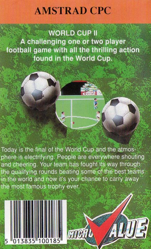 Back Cover for World Cup (Amstrad CPC)