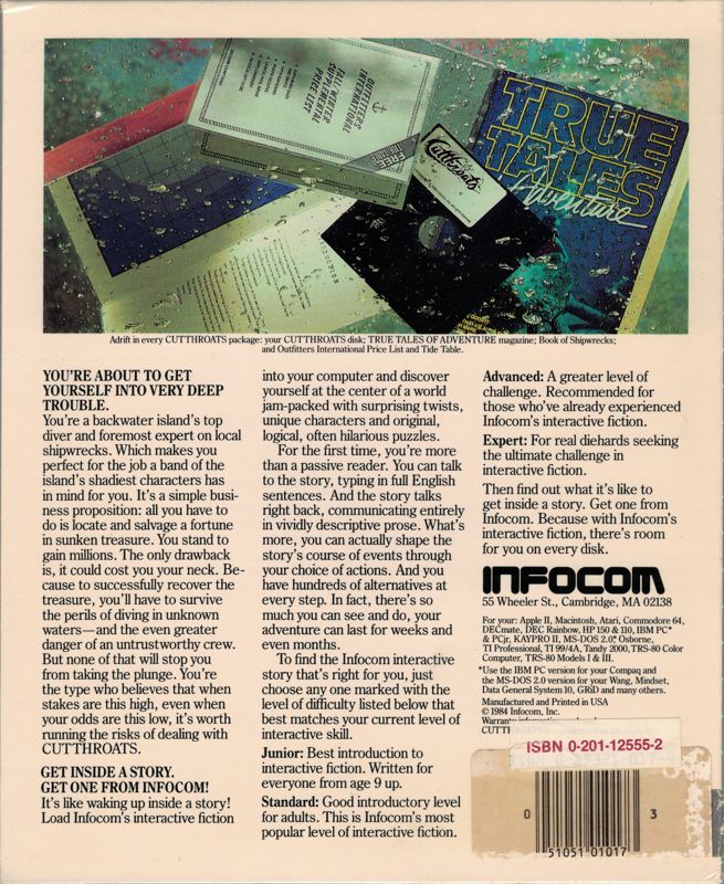 Back Cover for Cutthroats (PC Booter)