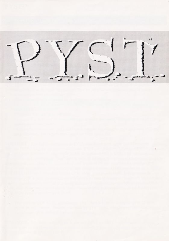 Manual for Pyst (Macintosh and Windows and Windows 3.x): Front
