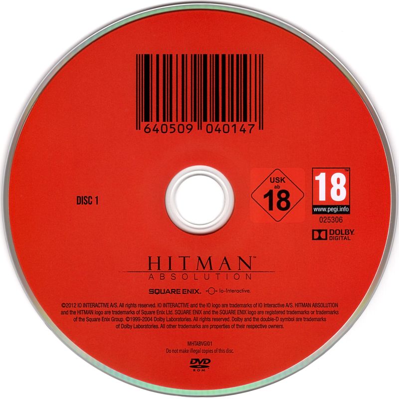 Media for Hitman: Absolution (Windows): Disc 1