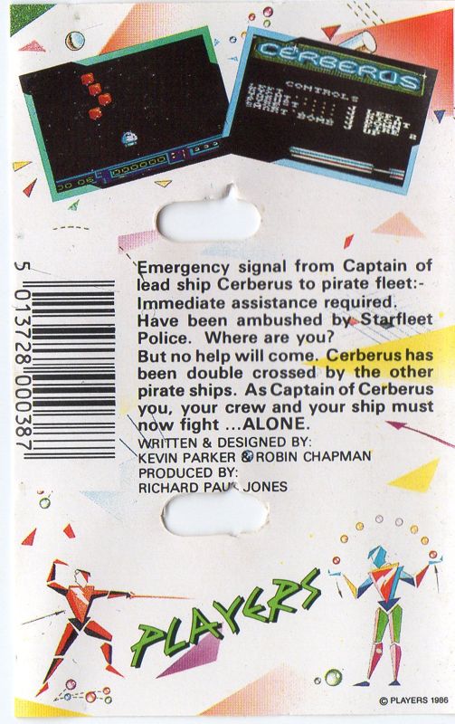 Back Cover for Cerberus (Amstrad CPC)