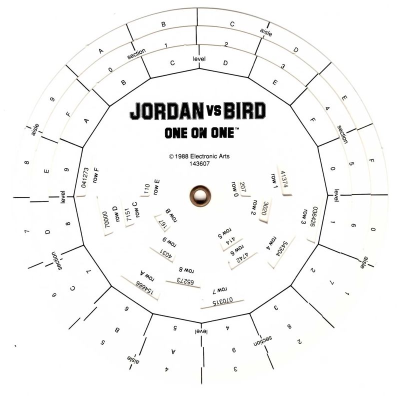Extras for Jordan vs Bird: One on One (DOS): Code Wheel