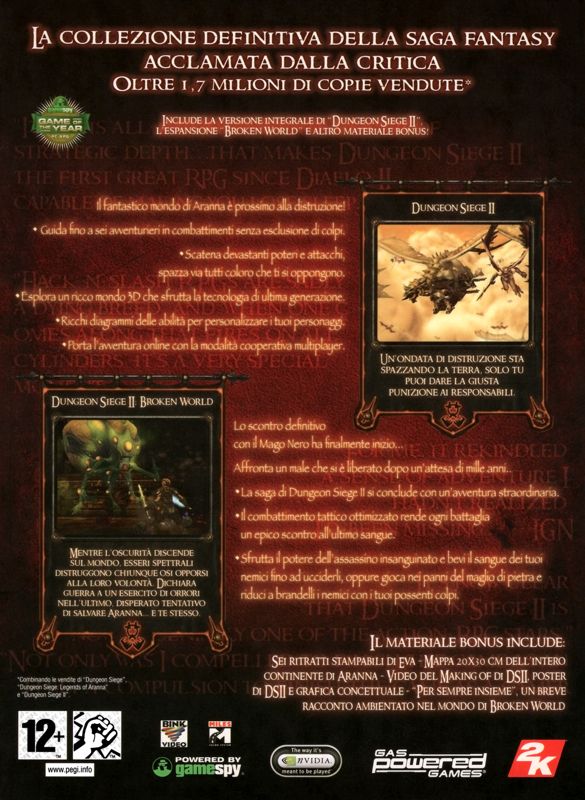 Back Cover for Dungeon Siege II: Deluxe Edition (Windows)