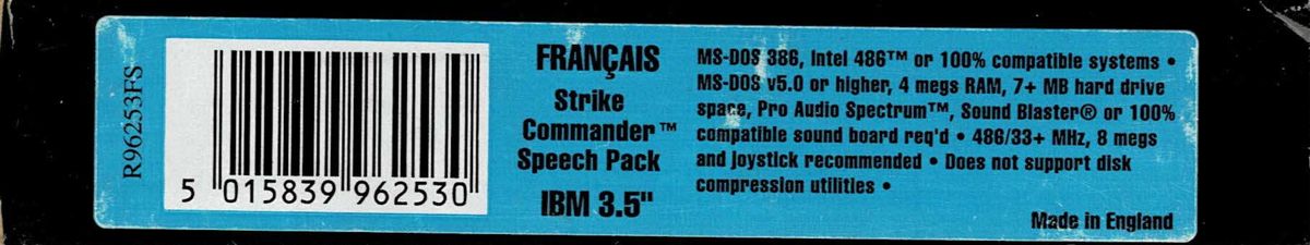 Spine/Sides for Strike Commander: Speech Pack (DOS) (Alternate release): Top