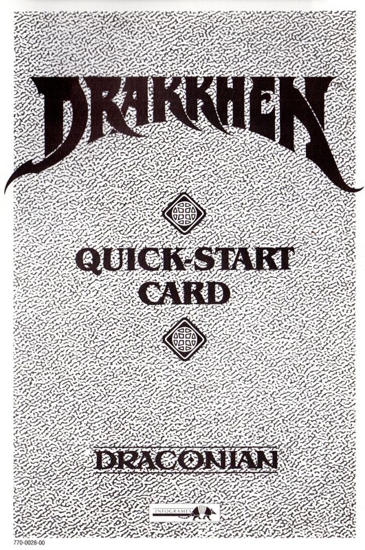 Reference Card for Drakkhen (DOS) (Dual-Media release): Quick-Start Card