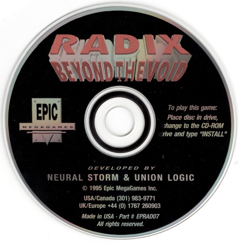 Media for Radix: Beyond the Void (DOS) (full registered version, retail jewel case release)