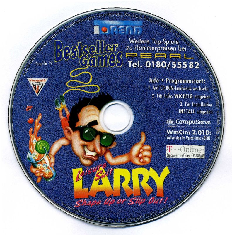 Media for Leisure Suit Larry 6: Shape Up or Slip Out! (DOS and Windows 16-bit) (Bestseller Games #12 covermount)