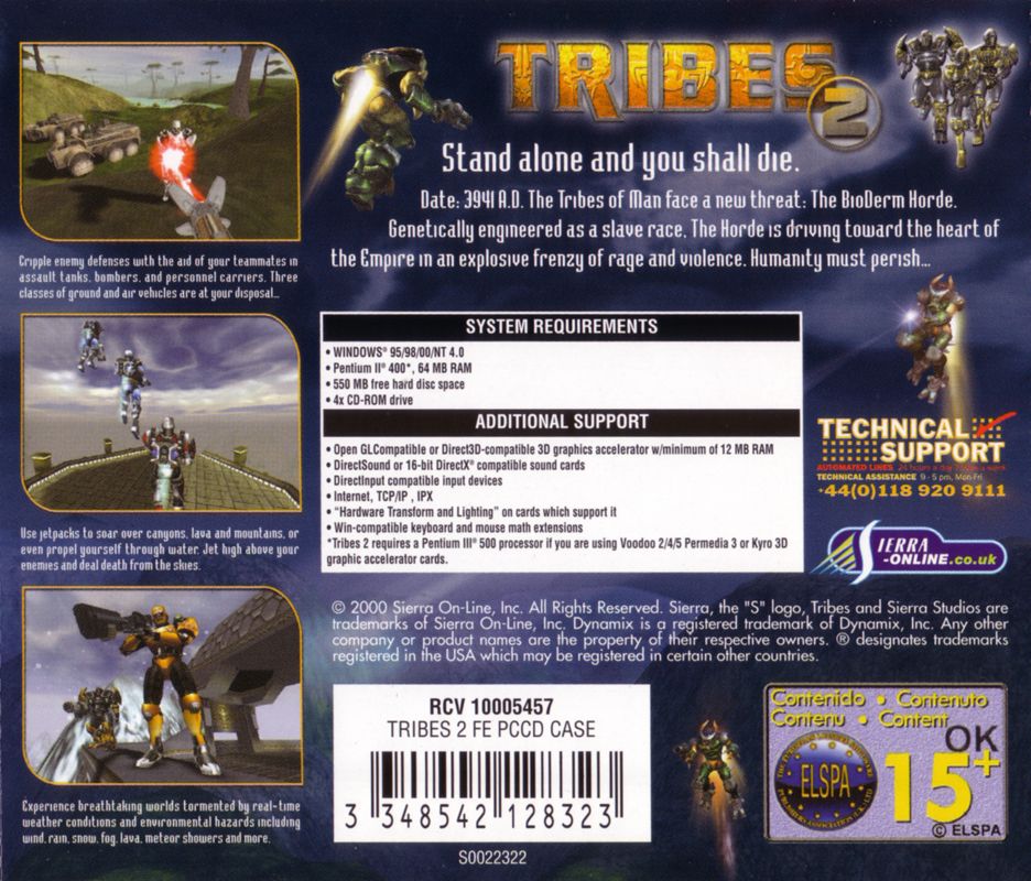 Other for Tribes 2 (Windows): Jewel Case - Back