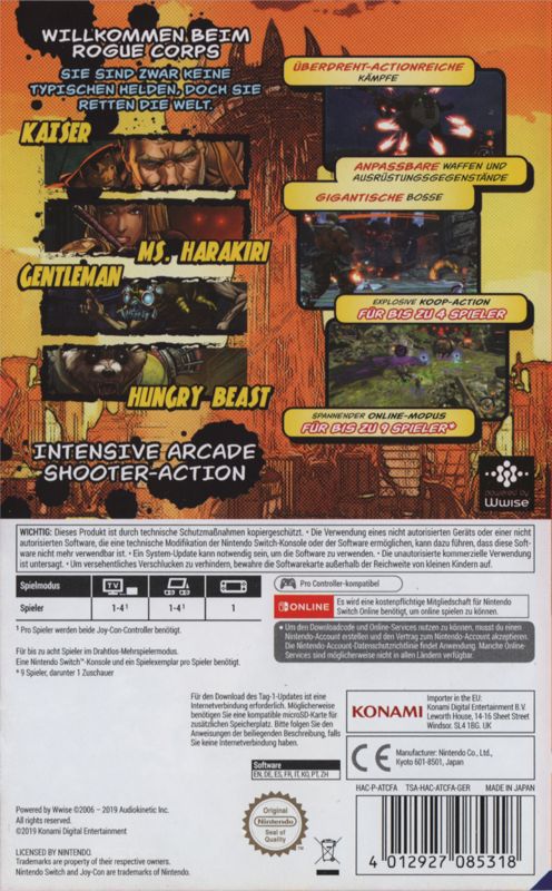 Back Cover for Contra: Rogue Corps (Nintendo Switch)