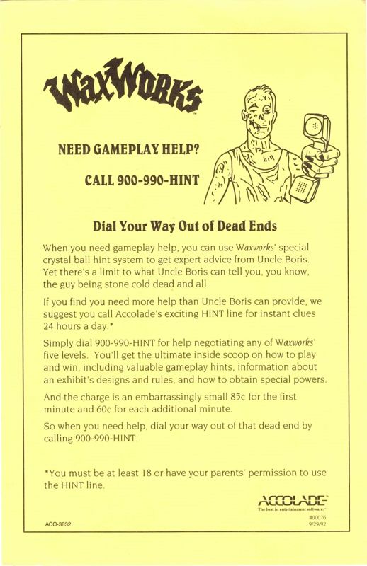 WaxWorks cover or packaging material MobyGames