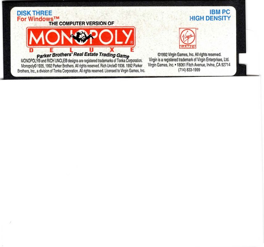 Media for Monopoly Deluxe (Windows 3.x): 5.25" Disk 3
