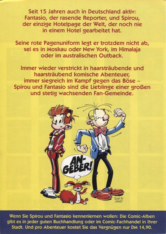 Advertisement for Playtoons 2: The Case of the Counterfeit Collaborator (Macintosh and Windows 3.x): Spirou And Fantasio Comic Product Catalogue - Back