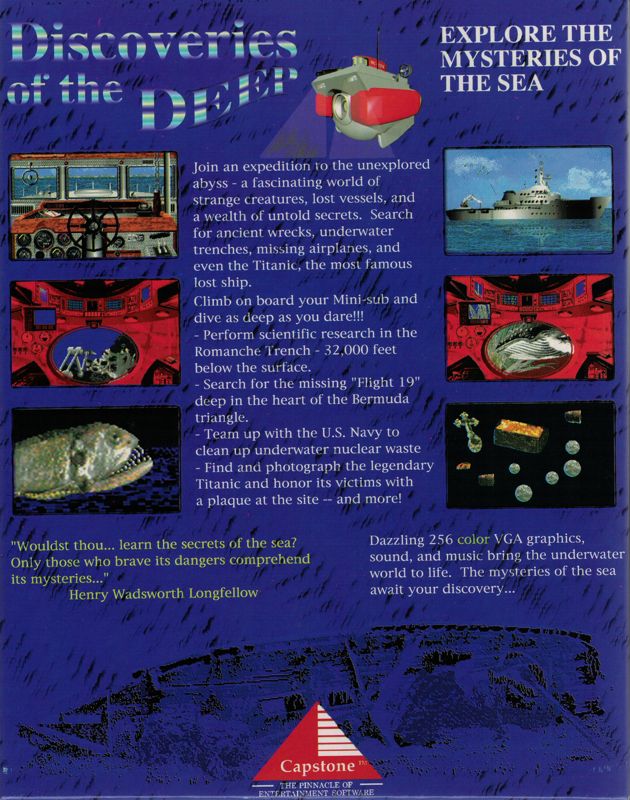 Back Cover for Discoveries of the Deep (DOS)