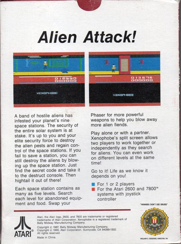 Back Cover for Xenophobe (Atari 2600)