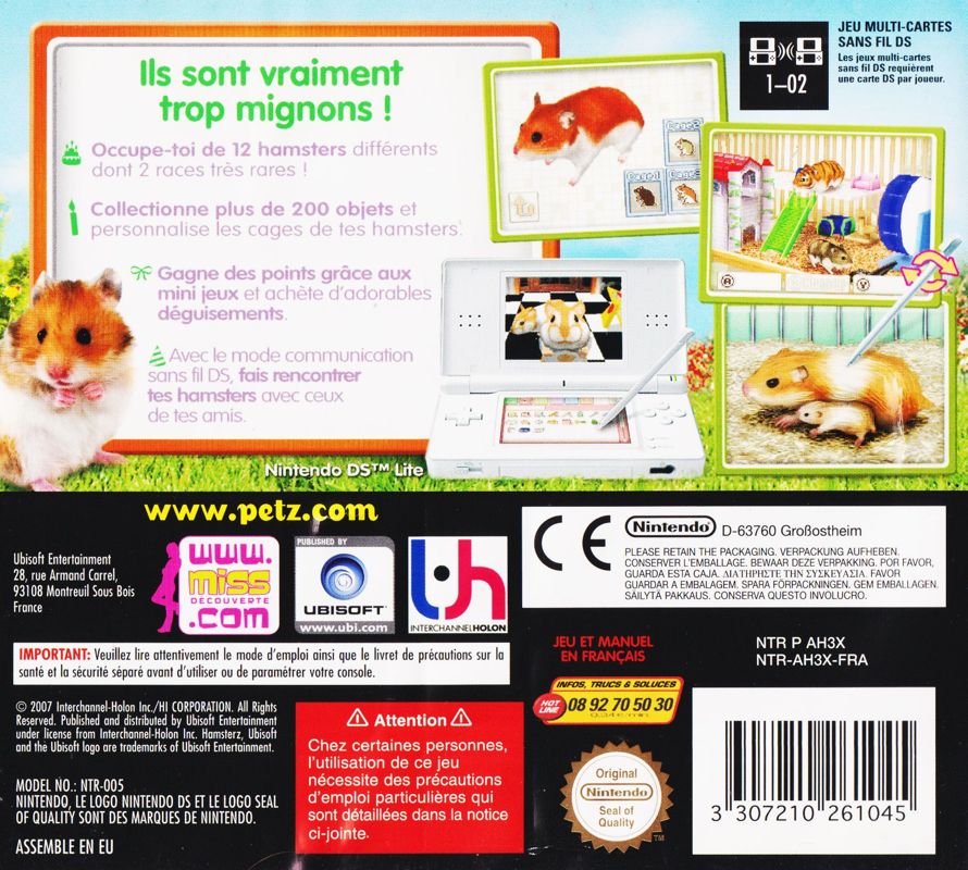 Back Cover for Hamsterz Life (Nintendo DS)