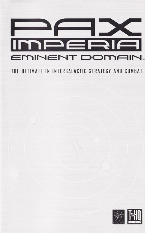 Manual for Pax Imperia: Eminent Domain (Windows): Front