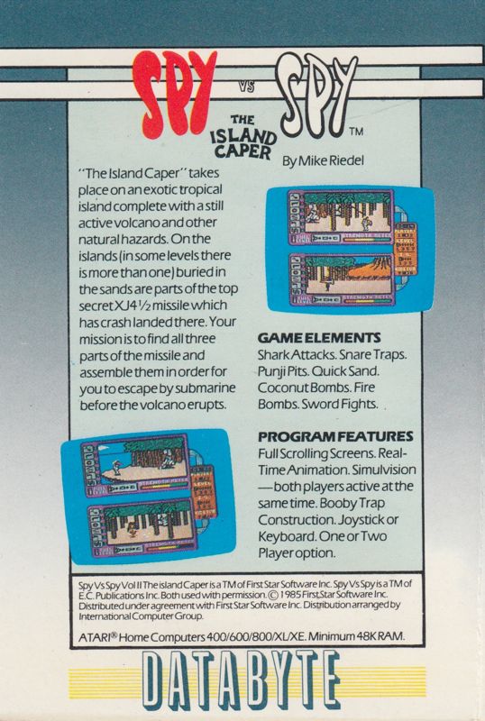 Back Cover for Spy vs. Spy: The Island Caper (Atari 8-bit)