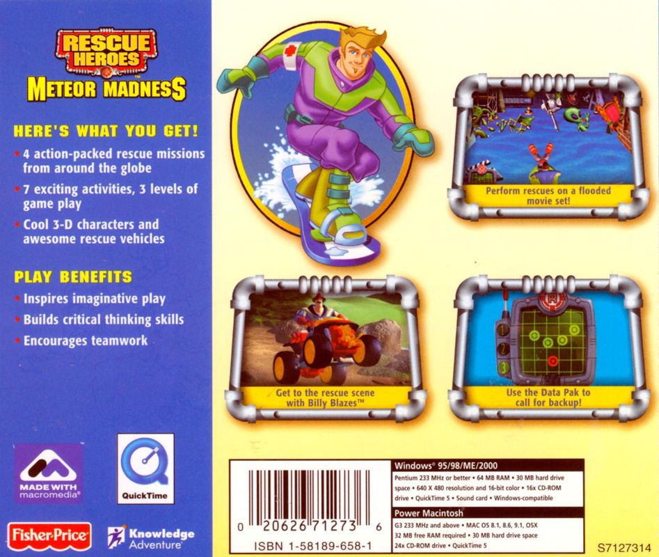 Back Cover for Rescue Heroes: Meteor Madness (Macintosh and Windows)