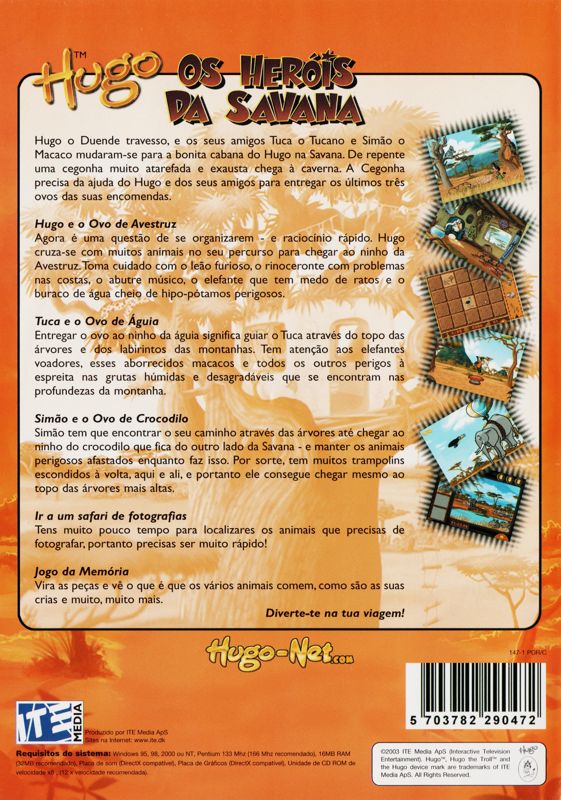 Back Cover for Hugo: Heroes of the Savannah (Windows)