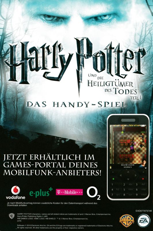 Advertisement for Harry Potter and the Deathly Hallows: Part 1 (Windows): Harry Potter Advertisement - Side A