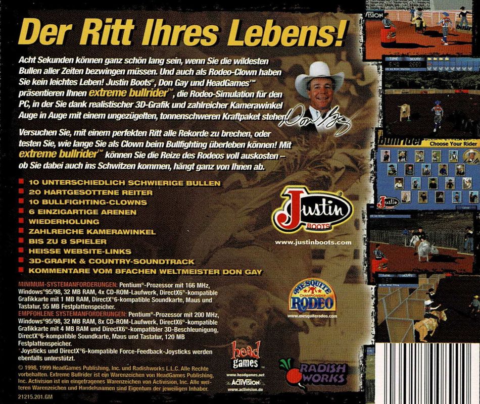 Other for Extreme Bullrider (Windows): Jewel Case - Back