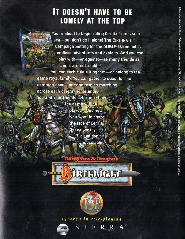 Advertisement for Birthright: The Gorgon's Alliance (DOS and Windows)
