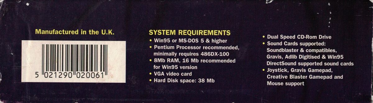 Spine/Sides for SWIV 3D (DOS): Bottom