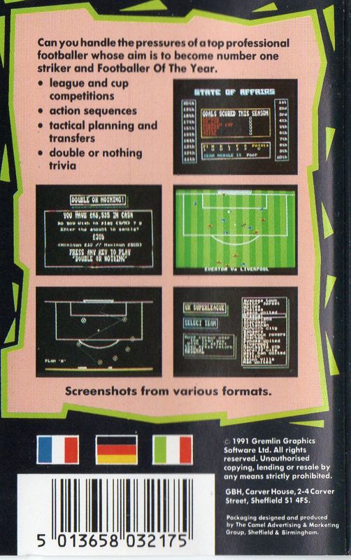 Back Cover for Footballer of the Year 2 (Commodore 64) (GBH budget release)
