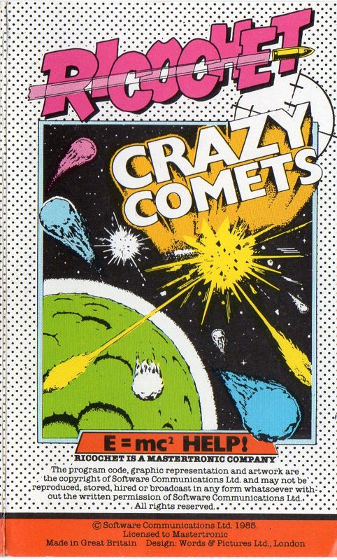 Inside Cover for Crazy Comets (Commodore 64) (Ricochet! budget release)