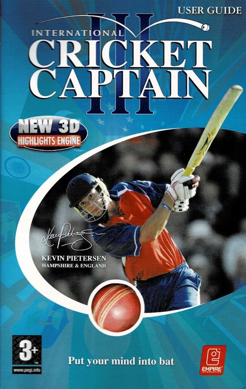 Manual for International Cricket Captain III (Windows): Front
