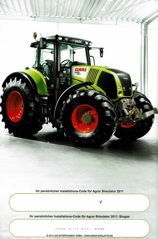 Manual for Agricultural Simulator 2011: Gold Edition (Windows): Back