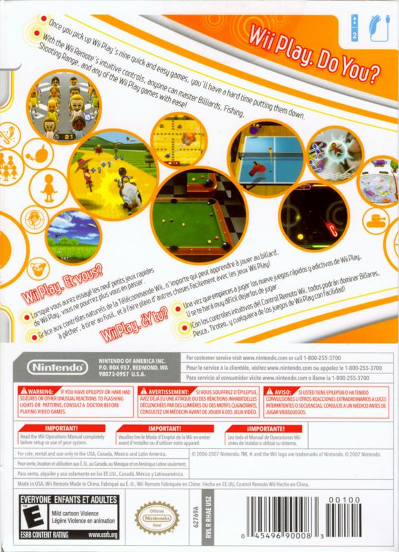 Back Cover for Wii Play (Wii)