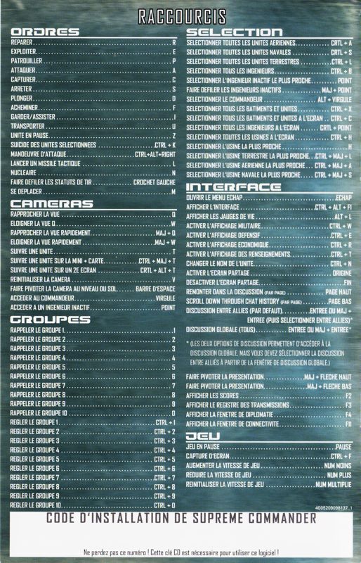 Manual for Supreme Commander (Windows): Back (32-page)