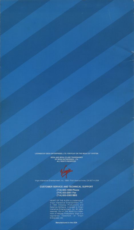 Inside Cover for Heart of the Alien: Out of this World Parts I and II (SEGA CD): Left